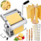 Hushee 8 Pcs Pasta Maker Machine Set Including Stainless Steel Noodle Maker Machine Wood Pasta Drying Rack Ravioli Stamp Maker Cutter with Pasta Cutter Wheel Mini Rolling Pin Cleaning Brush