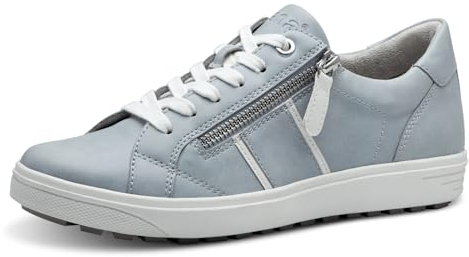 Jana Damen Sneaker flach zum Schnüren mit Reißverschluss, Blau (Himmelblau), 37 EU