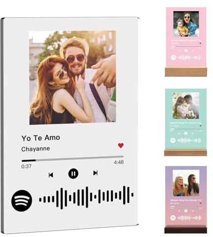 witfox Placa Spotify Personalizada - Marco de Fotos Personalizado con tu Canción Favorita, Foto, Fase led, Regalo personalizado para Cumpleaños, Día de la Madre, San Valentín y Navidad