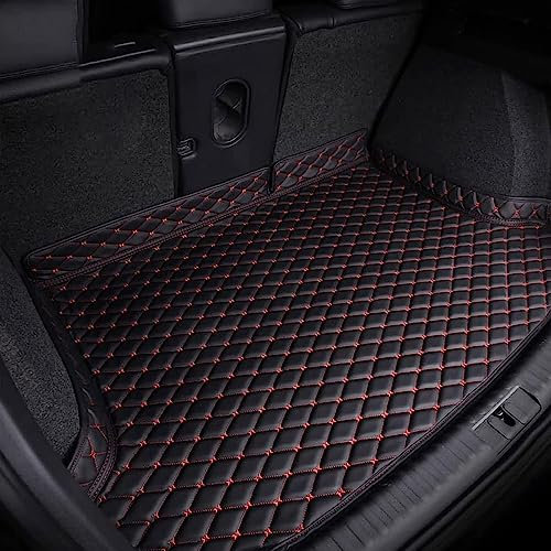 Auto Leder Kofferraummatte Für Audi Q5 FY SUV 2017-2020, Allwetter Kofferraumwanne Cargo Teppich Kratzfeste Kofferraum Schutzmatte Styling ZubehöR,D/Black-Red