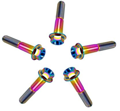 RISON-Titanium Titanschrauben M6x1.0x40mm, 5 Stück Titan Flansch Sechskantschrauben, Titan Schraube mit Flansch, Sechskant Kopf Schrauben, Scheibe Befestigungen Flanschschrauben für Motorrad, Auto