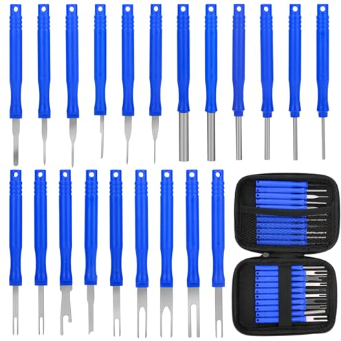 Linkstyle 21 STK Upgraded Kabel Stecker Ausbau Tool, Auto Entriegelungswerkzeug, Terminal Entfernung Werkzeugsatz Entferner Schlüsselwerkzeuge mit Schutzhülle