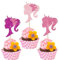 Xsstarmi 24 Pack Girl Theme Birthday Cupcake Toppers Pink Glitter Princess Doll Head Cupcake Toothpicks Girl Birthday Cake Decorations for Bridal Shower Birthday Party Decorations