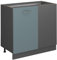 Vicco Eckunterschrank R-Line, Blau-Grau/Anthrazit, 86 cm ohne Arbeitsplatte