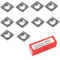 Lame reversibili, 10 pezzi, lame di ricambio (14 x 14 x 2 mm, 30°) per scalpello, fresa superiore, inserti quadrati in metallo duro (HW), 4 lati per utensili a tornio in legno