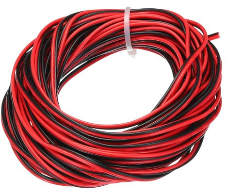 QUARKZMAN Calibro 26 Filo in PVC Parallelo a 2 Conduttori, 32,8 Piedi Lunghezza 0,06 Dia Rosso Nero 26 AWG Cavo Prolunga Flessibile 300V per Prolunga LED RGB Cablaggio Interno