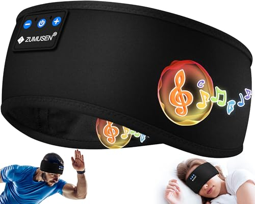 ZUMUSEN Sleep Headband Bluetooth 5.4, Wireless 15 Hours Playtime Sport Band Headphones for Men and Women, Headband Headphones with Microphones for Training, Jogging, Yoga