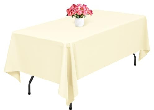 1 Packung Beige Polyester-Tischdecken,153 x 260 cm rechteckige Tischdecke, waschbar und wiederverwendbar, Flecken- und knitterfest, für Hochzeit, Party, Bankett, Camping, Restaurant, Dekoration