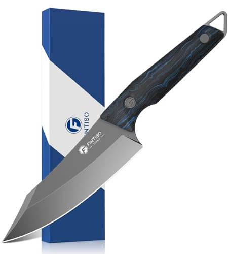 FINTISO Cuchillo vikingo de acero 14C28N, cuchillo de carnicero japonés con mango G10, cuchillo de carne ultra afilado para cortar carne, cuchillo de chef de cocina al aire libre, el mejor regalo