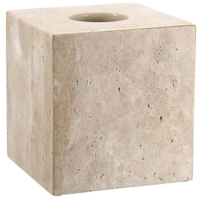 SUMNACON Travertin Tissue Box Cover Square,Tissues Cube Boxen für Zuhause, Toilettenpapierhalter Papierhalter Papiertaschentuchbox für Wohnzimmer Esszimmer Büro Hotel Restaurant quadratisch