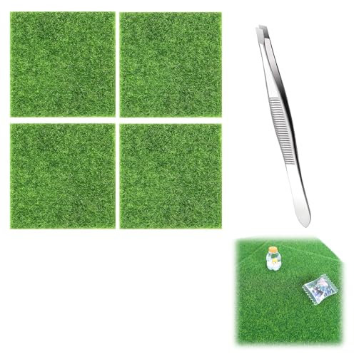Giardino In Miniatura Erba,Tappeto In Erba Sintetica Giardino,Muschi Artificiali Erba,Mini Simulazione Erba Decorazione,Ornamento Giardino In Miniatura,Con Clip Per Sopracciglia,4 Pezzi,15*15cm,Kiuiom