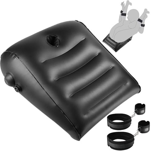 Sex Toys Position Kissen mit Sex Leder Bondage Strap, Sex Ramp Möbel für Paar tiefe Position Unterstützung, Sex Harness Oberschenkel Restraint Einstellbare Sling Fesseln für Frauen Männer (Black)