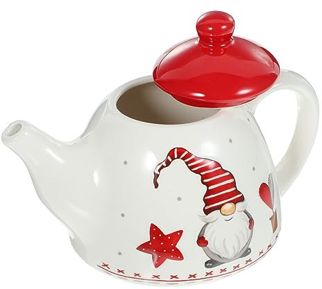 PRETYZOOM Cubiertos De Santa Tetera Portátil Tetera Navideña Vajilla Navideña Para Estufa Para Preparar Café a Retro Decoración Retro De Hojas Sueltas Porcelana