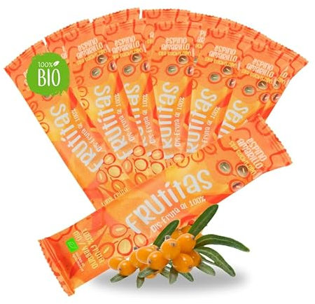 Alna - Frutitas - Lengua de Fruta - Espino Amarillo - 100% Natural - Sin Azúcares Añadidos - Vegano - Snack Saludable para niños y Adultos - Chuches Saludables - RealFooding - 15 Unidades