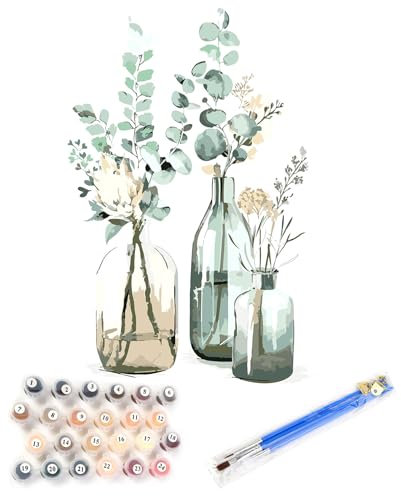 SUVEK Paint by Numbers for Adults, Painting by Number On Canvas, Beginners DIY Color Oil Painting Arts, Acrylic Painting Crafts Kits, Plant Home Wall Decor, Gift for Kids - 40x50cm