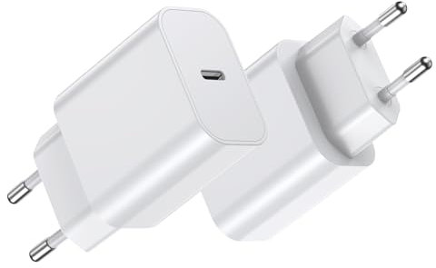 BHHB 2er-Pack 20W Cargador USB C, Enchufe Adaptador de Poder Desarrollado para A-pple, Cargador Tipo C Carga Rapida con i-Phone 16/15/14/13/12 Plus Pro MAX, Air-Pods i-Pad, Samsung Galaxy S24/23/22