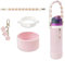 Huipalon 4 Pcs Cup Accessories Set for Owala Water Bottle 24OZ Silicone Boot for Owala Freesip Compatible with Owala Twist & Flip with Hand-Made Portable Strap & Floral Charm (Pink)