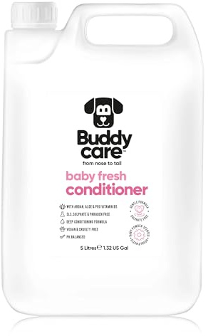 Buddycare Baby Fresh Dog Conditioner (5L) Made with Aloe Vera, Argan Oil & Pro Vitamin B5 to Detangle Matted Coats & Relieve Sensitive & Itchy Skin, Suitable for Puppies from 8 Weeks, Vegan Formula