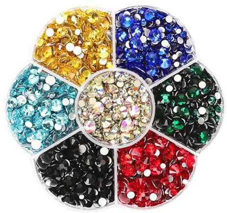 JAONLD 2500 Pcs Diamantes para Manualidades Cristales para Manualidades Pegatinas Diamantes Pedreria Hotfix 7 Colores 1,5~4,8mm Strass Termoadhesivas para Ropa, Zapatos, Manualidades