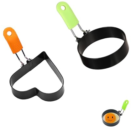 Moule à œufs Frits,2PCS Moule à œufs Frits Poele A Pancakes Moule Oeuf Au Plat Oeuf Moule Silicone Oeuf Anneau à Oeuf Pancake Form Egg Ring Moule Pancake pour Oeufs au Plat, Rêpes,Omelettes