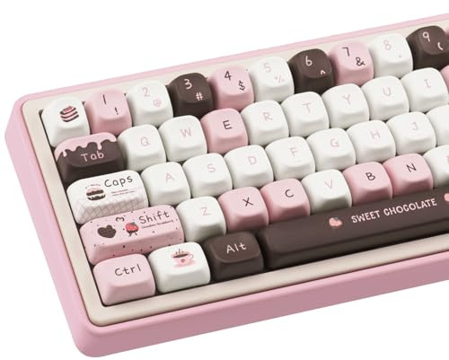 COOMICKEY PBT Keycaps 145 Keys, Dye Sublimation PBT Custom Keycap Set, Pink Chocolate Keycaps, Cute Keycaps MOA Profile Keyboard Keycaps for Cherry Gateron MX Switches Mechanical Keyboard