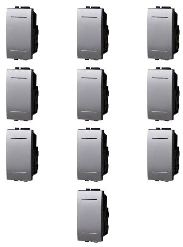 10 MODULI INTERRUTTORE 16A, GRIGIO, COMPATIBILE CON BTICINO LIVING, MODULI E FRUTTI 100% COMPATIBILI, MATERIALI DI ALTA QUALITA'
