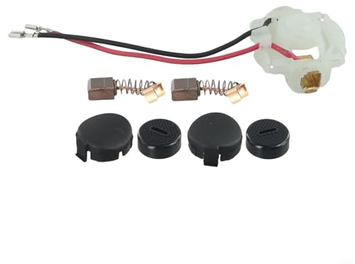 Kohlebürstenhalter-Set mit Abdeckungen und Ersatz-Kohlebürsten, Kunststoff- und Metallkonstruktion, Drehwerkzeug und Bohrmaschinen-Zubehör