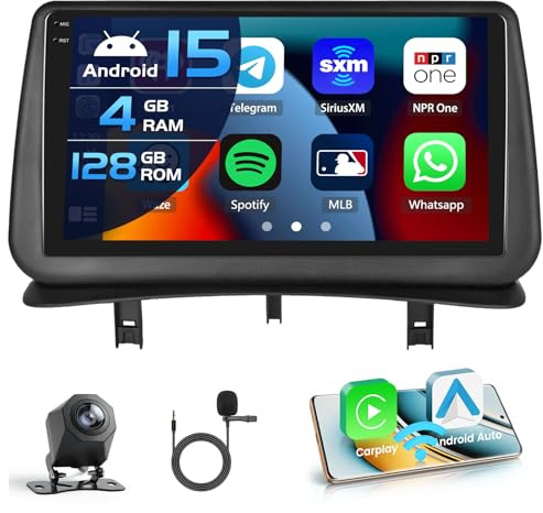 Inefala 4+128G 9'' Android 15 Autoradio per Renault Clio 3th 2005-2014