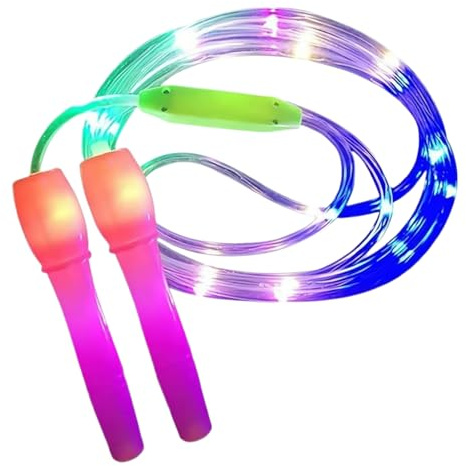 Corde à sauter pour femme - Corde à sauter multicolore rayonnante - Outil d'exercice antidérapant durable - Série Athletic Activity Essentials | Accessoires d'entraînement cardio éclairés
