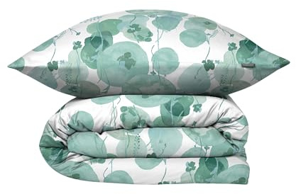 Schiesser Bettwäsche 135x200 cm | 100% Baumwolle | Mint | Floral | 2-teilig | Renforcé | 135x200 cm + 80x80 cm | angenehm weich & glatt | pflegeleicht & atmungsaktiv | OEKO-TEX® MADE IN GREEN