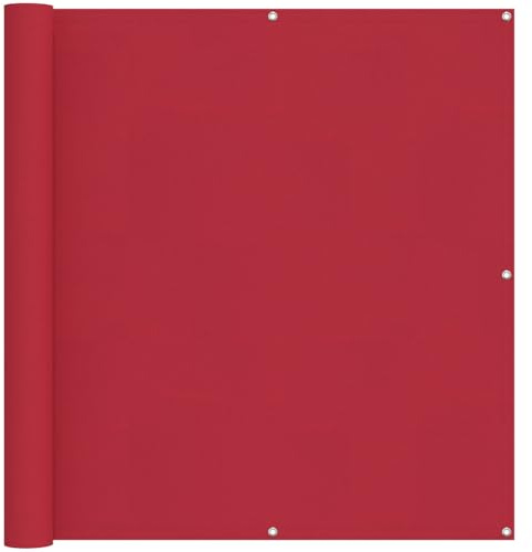 vidaXL Balkonsichtschutz Rot 110 x 1000 cm Oxford-Stoff, Balkonschattierungslösung, moderner gestreifter Schirm, UV-beständig, wasserfest, idealer Sonnenschutz für Außenbereiche
