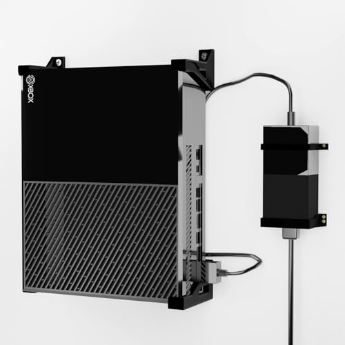 Jakelove 3D-Druck - Kit di montaggio a parete compatibile con console originale Xbox One e cavo di alimentazione a mattoni, supporto (set da 4 e 2, destro - mano), nero