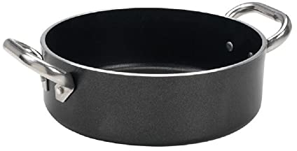Pentole Agnelli ALSA2106SS28 Alblack Casseruola Bassa con Maniglie, Alluminio, Nero, 28 cm