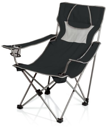 Picnic TIME Campsite Camping Chair, Picnic Chair, Outdoor Folding Chair with Carry Bag, Beach Chair, (Black with Gray Accents) 23 x 18 x 36