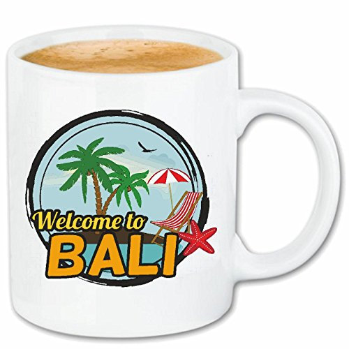 Reifen-Markt Kaffeetasse WELCOME TO BALI - SURFEN - TAUCHEN - DIVING - TAUCHERPARADIES Keramik 330 ml in Weiß