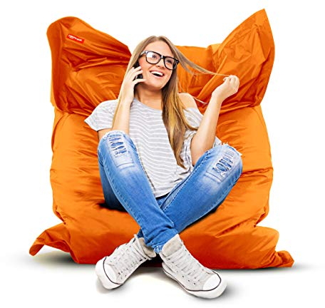 ROOMOX Original Sitzsack-120x160cm-für drinnen & draußen XXL Sitzsack, Stoff, Orange, 160x120x30 cm