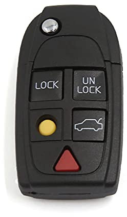sourcing map Car Replace Remote Key Fob Shell Case for Volvo S60 S80 V70 XC70 XC90 5 Key Button Black