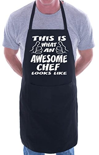 Print4U Awesome Chef Funny Fathers Day BBQ Cooking Novelty Apron Black
