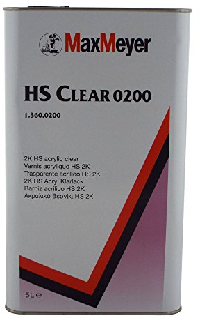 Max Meyer 0200 maxiclear HS Lack 2 K-Klarlack Auto Lack 5 Liter 2 K High Solid transparent Die zeigt Ausgezeichnete Fließende Fähigkeiten, schnell trocknen und Polieren, Härte und Gloss