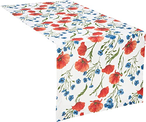 REDBEST Tischwäsche, Tischdecke Serie Mohnblume Mohnblume Größe 40x170 cm