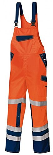 BP 2011-845-8510-54s Latzhose, Stretch-Hosenträger mit Clipbefestigungen, 270,00 g/m² Stoffmischung, Warnorange/dunkelblau, 54s