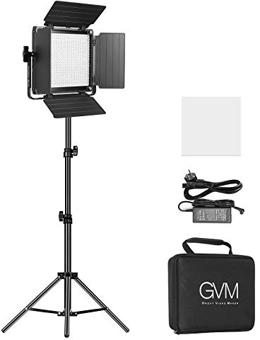 GVM 480 LED Videolicht Panel mit Lichtstativ, Bi-Color 2300K-6800K Studiolicht mit APP Steuerung,13000Lux/0,5m Fotografie Licht Dauerlicht für Foto Video Konferenzlicht YouTube Live Streaming CRI97+