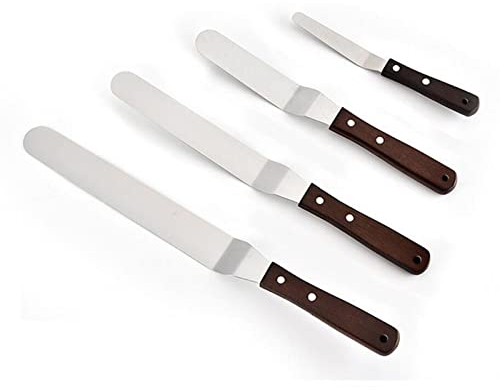BrilliantDay Set Spatola Cucina, 4 Pezzi Spatole per Pasticceria in Acciaio Inox Spalma Crema con Manico Antiscivolo,Set Spatole Cuoco Dolci Spatola Cucina per Dolci Spatole Decorazione Torte