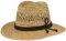 Chapeau de Paille Large | Chapeau d'été | Chapeau de Soleil - 100% Paille avec Garniture en Soie Verte et Trous d'aération - Traveller - également Disponible en XXL - Beige - Small
