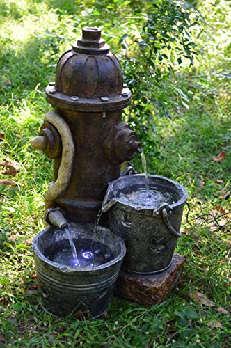 Brunnen Holz Stein Optik Wasserspiel Springbrunnen Kaskaden Dekobrunnen Garten