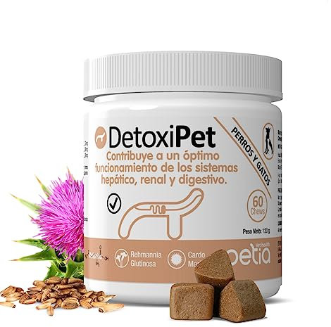 petia Vet health - Detoxipet - Protección Gastrointestinal para Perros y Gatos - 1 Bote 60 Chews