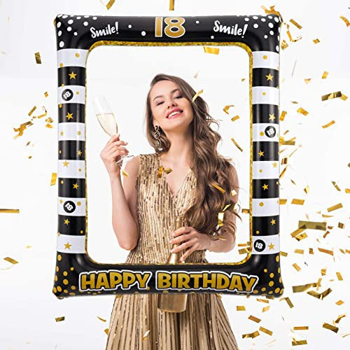 Gitua 18. Aufblasbarer Bilderrahmen, Geburtstagsfeier Photo Booth Requisiten Aufblasbarer Fotorahmen Selfie Rahme für Jungen und mädchen 18th Geburtstag Party Deko