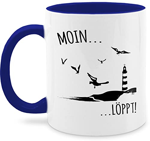 Tasse Tassen 325ml - Statement - Moin...Löppt! - schwarz - 325 ml - Dunkelblau - norddeutsche geschenke kaffetassen sprüche statements moin kaffeetasse norddeutschland statement-tasse