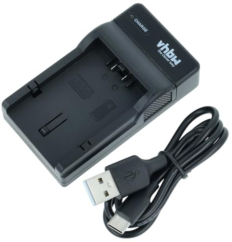 vhbw USB-C Ladegerät kompatibel mit Panasonic CGA-S002 | CGA-S002A, CGA-S002E, CGA-S001HH Kamera Camcorder - Ladeschale + USB-C Kabel Ladeanzeige
