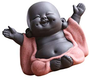 Healifty Mini Buddha Figur Keramik Baby Mönch Tee Haustier Miniatur Buddha Statue Zen Garten Tee Tablett Dekoration